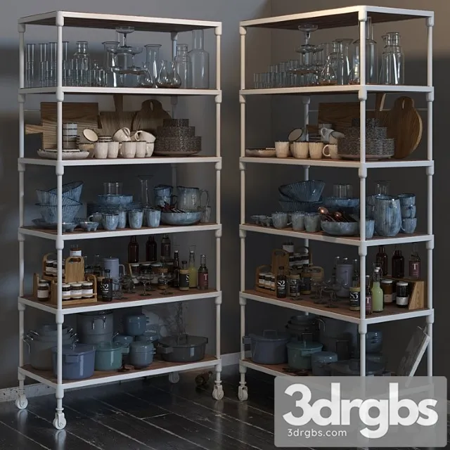 Rh dutch industrial single shelving and kitchen set 3D Model Download