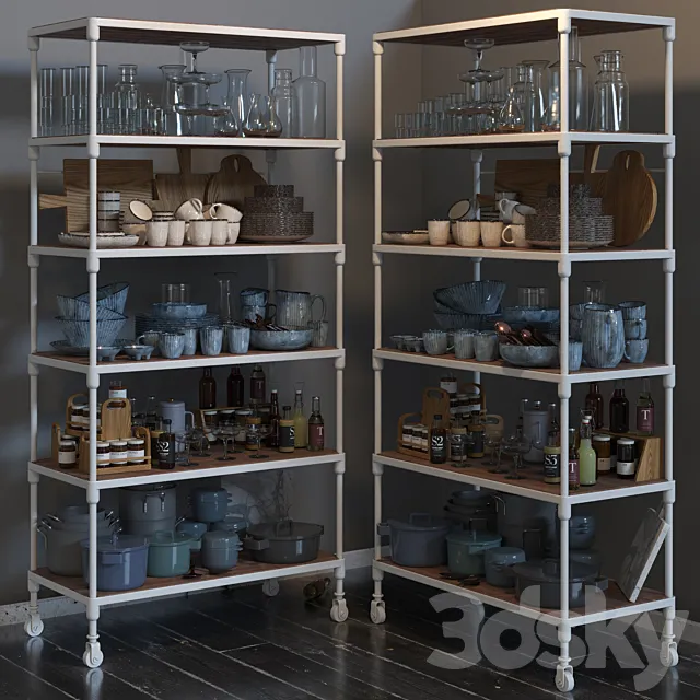 RH DUTCH INDUSTRIAL SINGLE SHELVING and kitchen set 3DModel