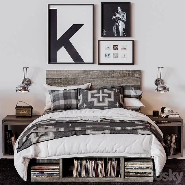 RH EMMETT STORAGE BED vintage 3D Model RH EMMETT STORAGE BED vintage 3D Model