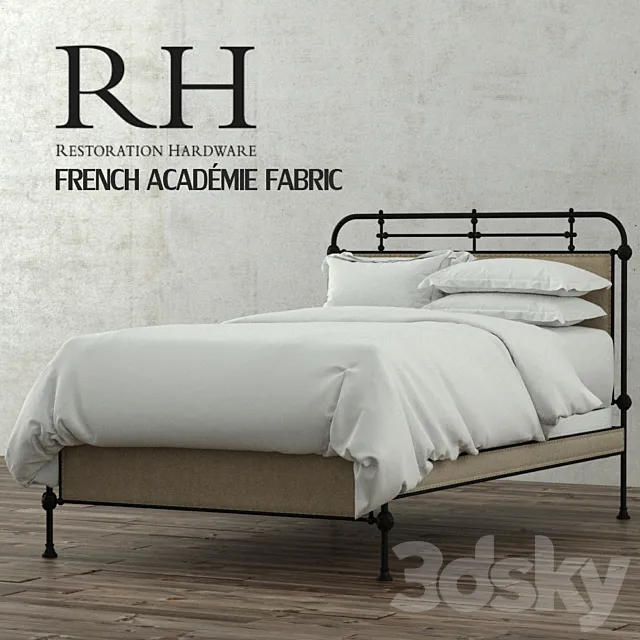 RH FRENCH ACADÉMIE FABRIC BED 3D Model RH FRENCH ACADÉMIE FABRIC BED 3D Model