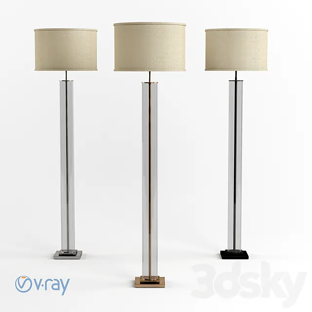RH French Column Glass Floor Lamp 3DModel