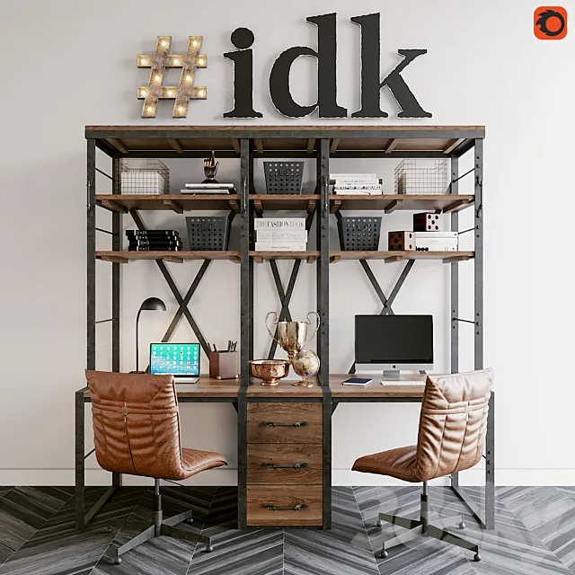 RH French Library Double Desk 3D Model