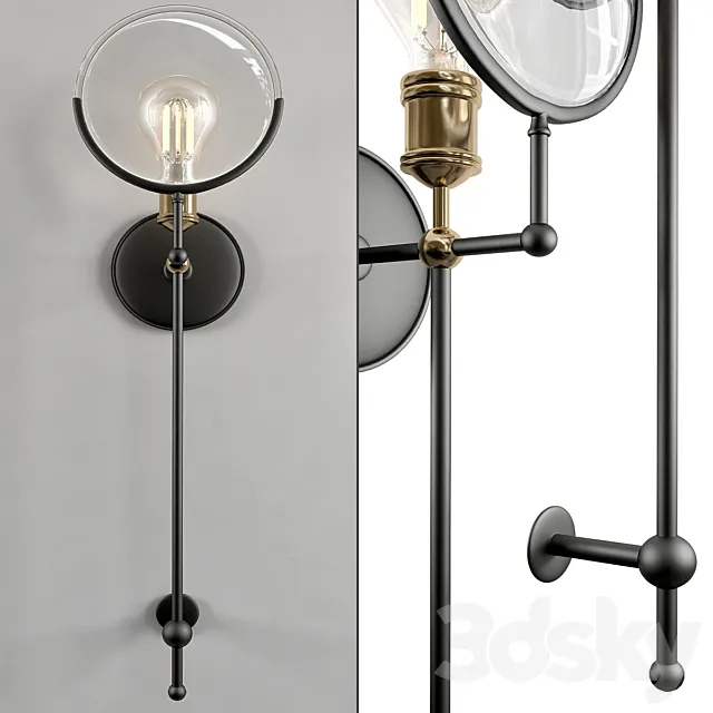 RH Gaslight Lens Sconce 3 3DModel