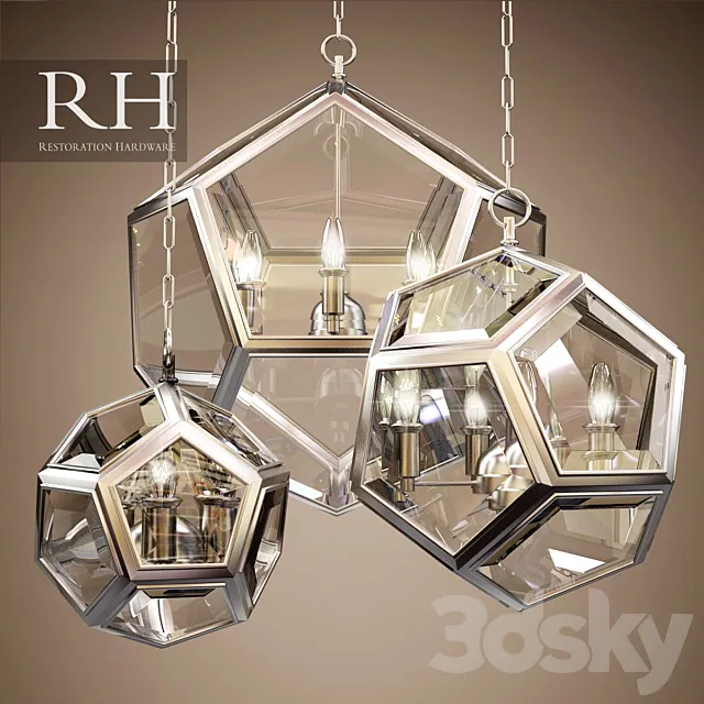 RH GEOMETRIC GLOBE PENDANT (3 size) 3D Model RH GEOMETRIC GLOBE PENDANT (3 size) 3D Model