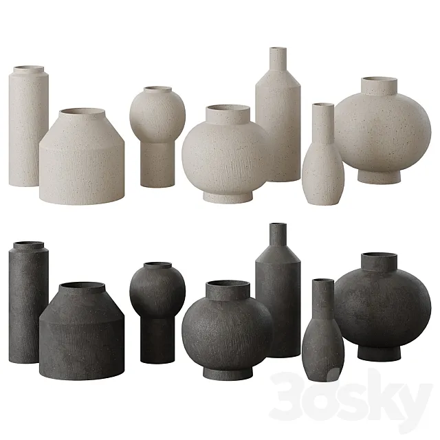 RH Geometric vases set 3D Model