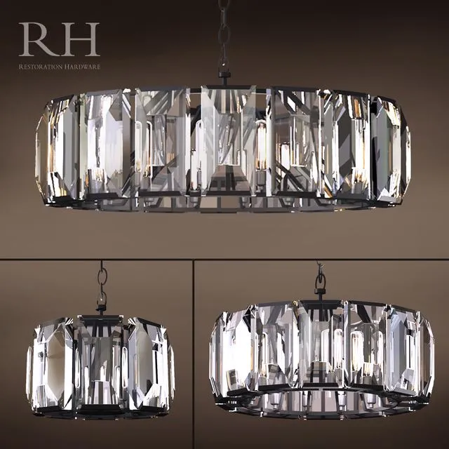 RH HARLOW CRYSTAL CHANDELIER SET of 3 3D Model RH HARLOW CRYSTAL CHANDELIER SET of 3 3D Model
