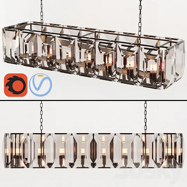 RH HARLOW CRYSTAL RECTANGULAR CHANDELIER 55 3D Model RH HARLOW CRYSTAL RECTANGULAR CHANDELIER 55 3D Model