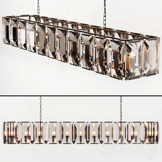 RH HARLOW CRYSTAL RECTANGULAR CHANDELIER 74 3D Model RH HARLOW CRYSTAL RECTANGULAR CHANDELIER 74 3D Model