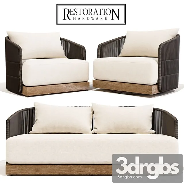 Rh havana swivel and lounge chair with sofa 2 3D Model Download