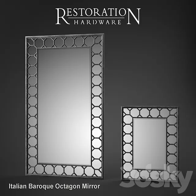 RH Italian Baroque Octagon Mirror 3DModel