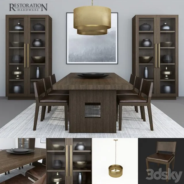RH KEYES DINING TABLE 3D Model