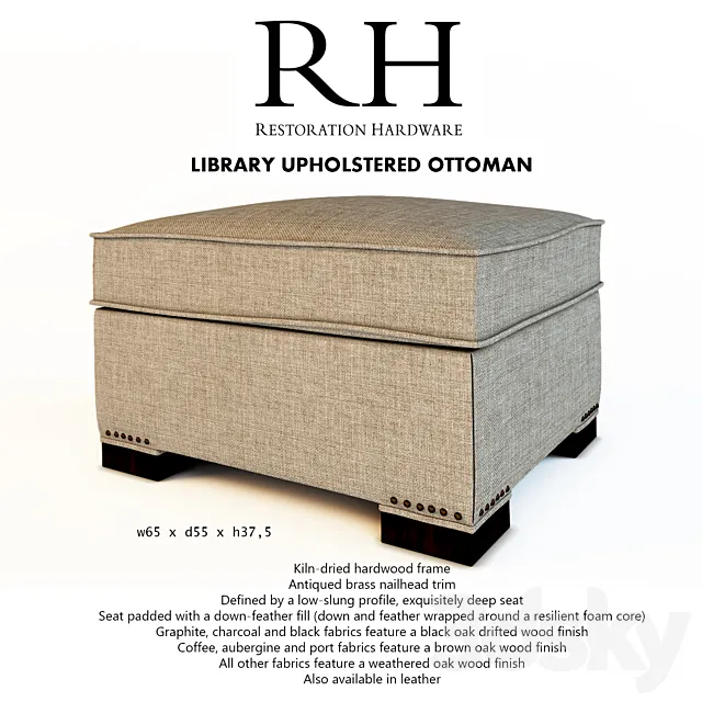 RH LIBRARY UPHOLSTERED OTTOMAN 3DModel