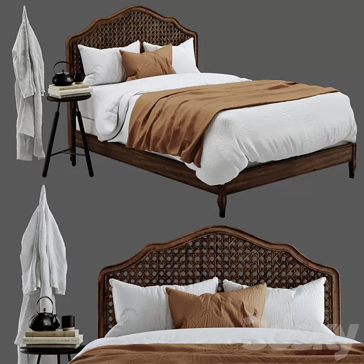 RH Lorraine Caned Bed 3D Model RH Lorraine Caned Bed 3D Model