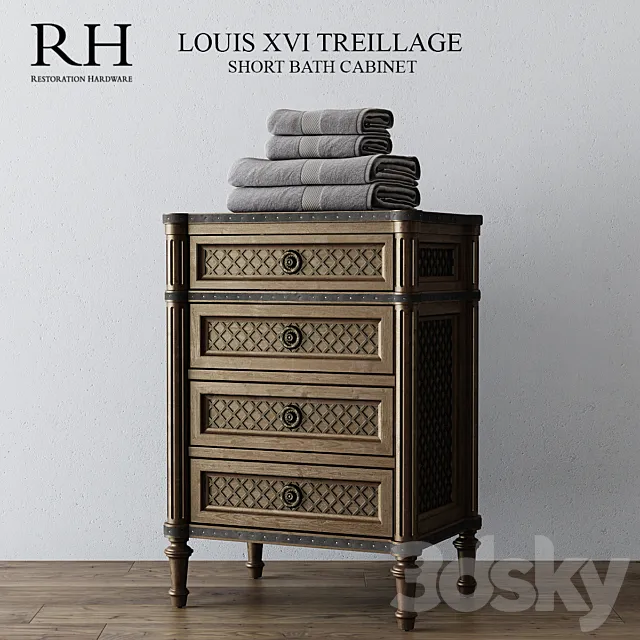 RH LOUIS XVI TREILLAGE SHORT BATH CABINET 3D Model RH LOUIS XVI TREILLAGE SHORT BATH CABINET 3D Model