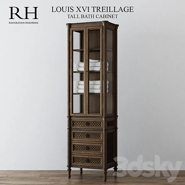 RH LOUIS XVI TREILLAGE TALL BATH CABINET 3D Model RH LOUIS XVI TREILLAGE TALL BATH CABINET 3D Model