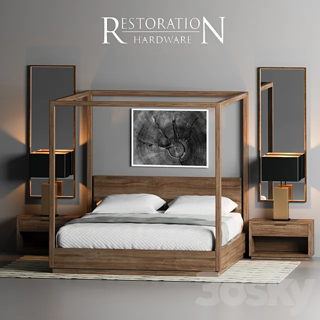 RH MACHINTO CANOPY BED 3D Model