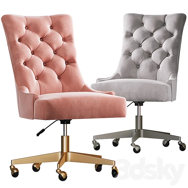 Rh Martine_adjustable velvet desk Chair 3DModel