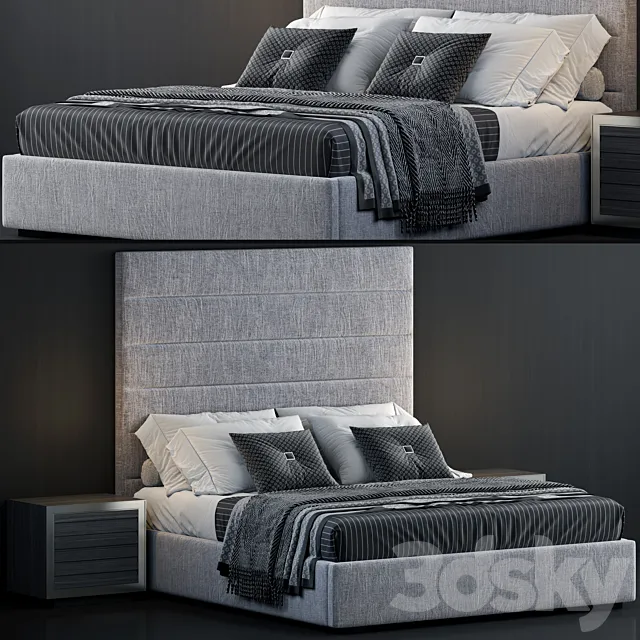 RH Modena Horizontal Channel Panel Fabric Platform Bed 3D Model RH Modena Horizontal Channel Panel Fabric Platform Bed 3D Model