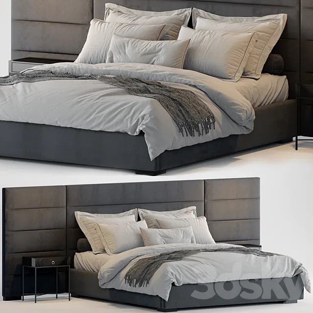 RH Modena Horizontal Channel Panel Fabric Platform Bed2 3D Model RH Modena Horizontal Channel Panel Fabric Platform Bed2 3D Model