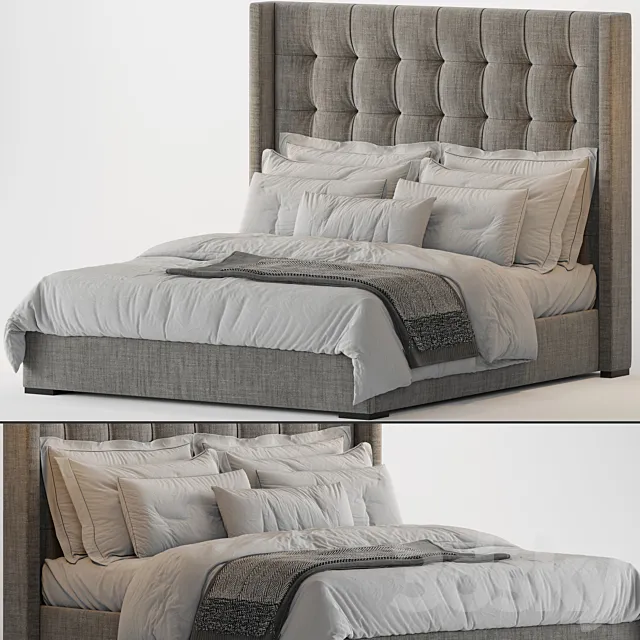 RH Modena Non Tufted Shelter Fabric Platform Bed 3D Model RH Modena Non Tufted Shelter Fabric Platform Bed 3D Model