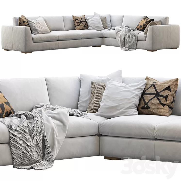 RH Modena Taper Arm L-Sectional sofa 3D Model