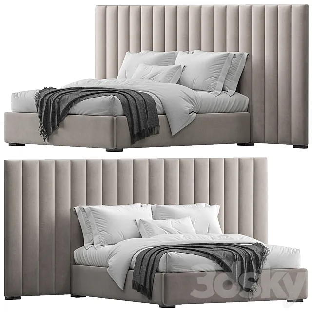 RH Modena Vertical Channel Extended Platform Bed 3D Model