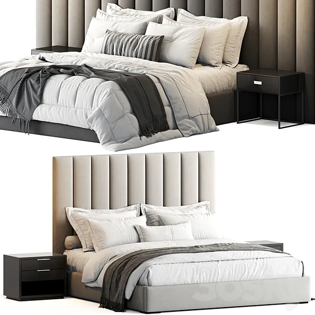 RH Modena Vertical Channel Panel Fabric Platform Bed 3D Model RH Modena Vertical Channel Panel Fabric Platform Bed 3D Model