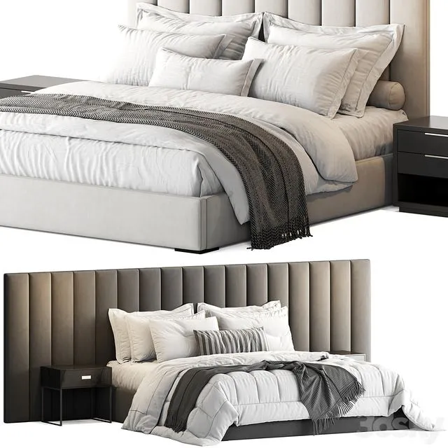 RH Modena Vertical Channel Panel Fabric Platform Bed 3D Model RH Modena Vertical Channel Panel Fabric Platform Bed 3D Model