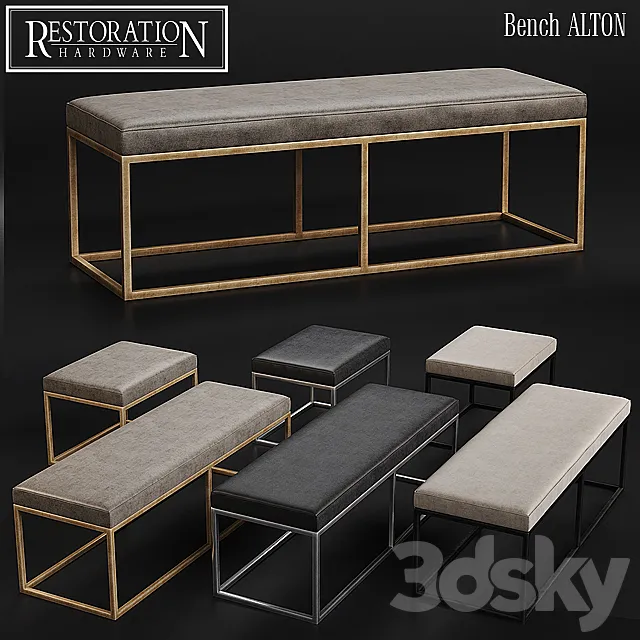 RH Modern Alton Leather Bench 3DModel RH Modern Alton Leather Bench 3DModel