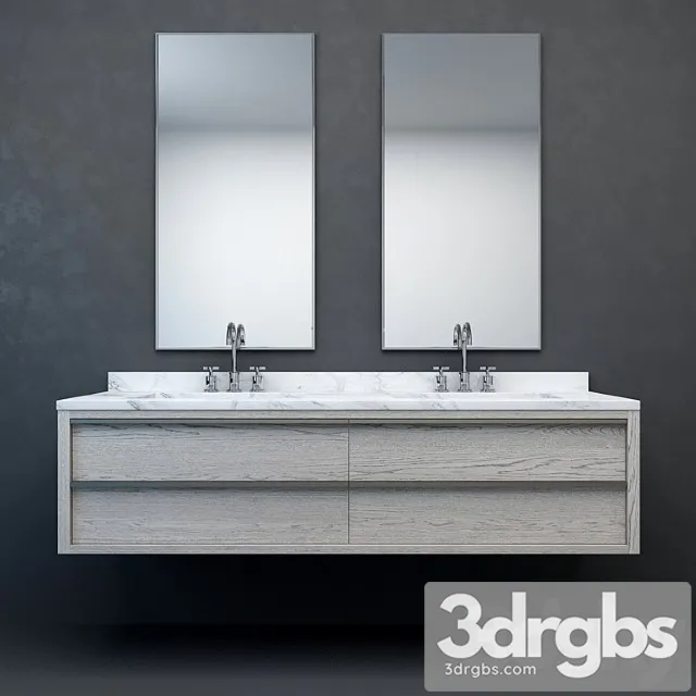 Rh Modern Bezier Floating Double Vanity 3D Model Download
