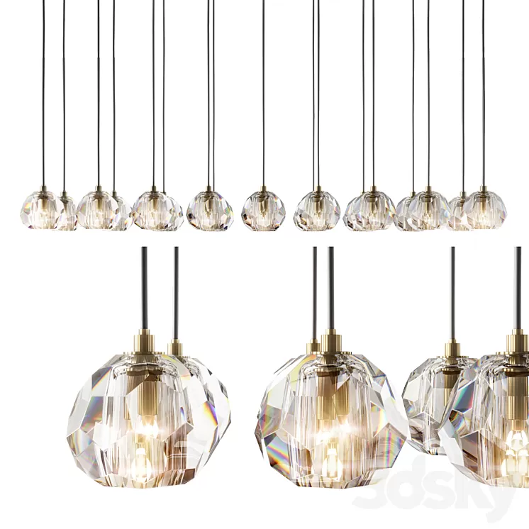 RH modern boule de cristal chandelier 3D Model RH modern boule de cristal chandelier 3D Model