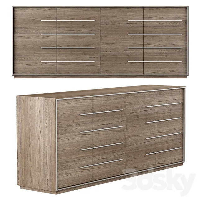 RH Modern Calvin panel 4-door sideboard 3D Model RH Modern Calvin panel 4-door sideboard 3D Model