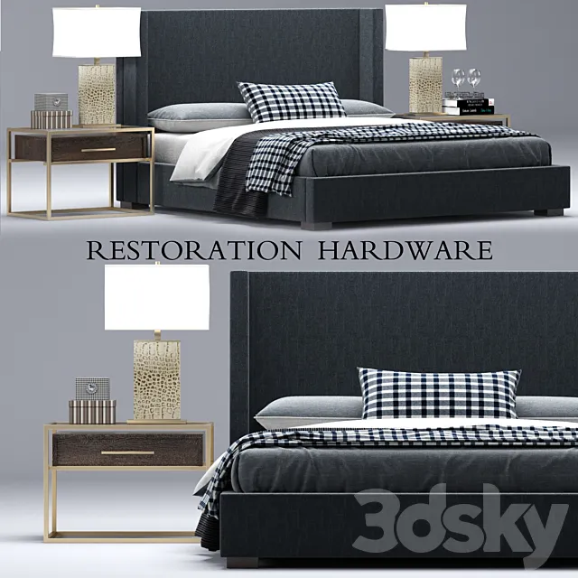 RH Modern custom shelter platform bed 3DModel