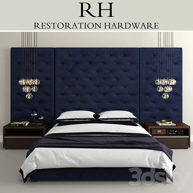 RH Modern custom tufted platform bed 3D Model RH Modern custom tufted platform bed 3D Model