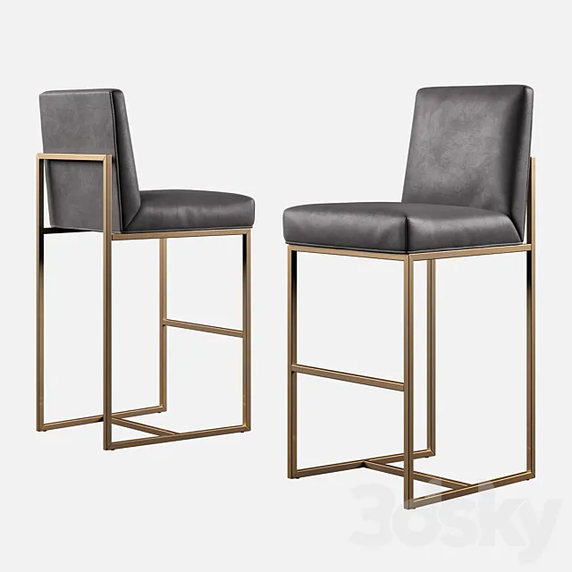 RH Modern Grant Leather Bar Stool 3D Model RH Modern Grant Leather Bar Stool 3D Model