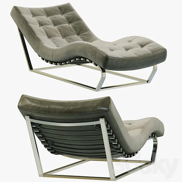 RH Modern Heath Box Leather Chaise 3DModel