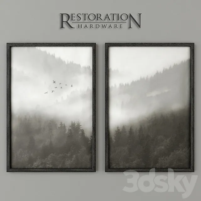 RH Mountain Landscape Vellum Diptych Set 3D Model RH Mountain Landscape Vellum Diptych Set 3D Model