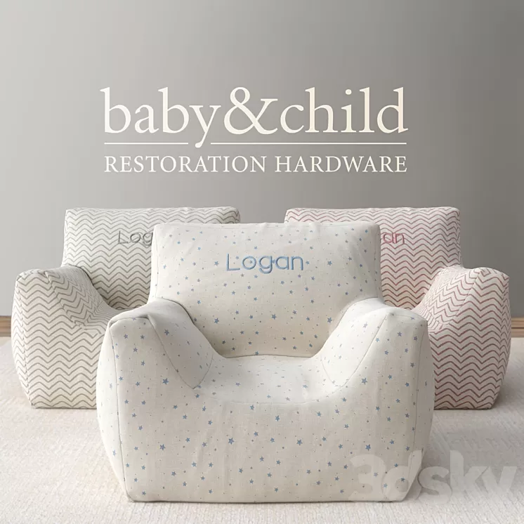 RH \/ NURSERY CANVAS BEAN BAG CHAIR COVER 3D Model