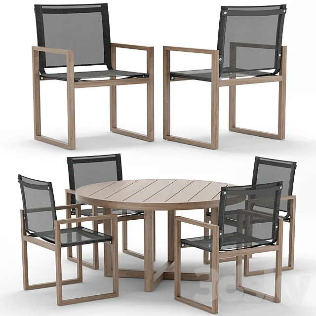 RH Outdoor Aegean round table-chair 3D Model