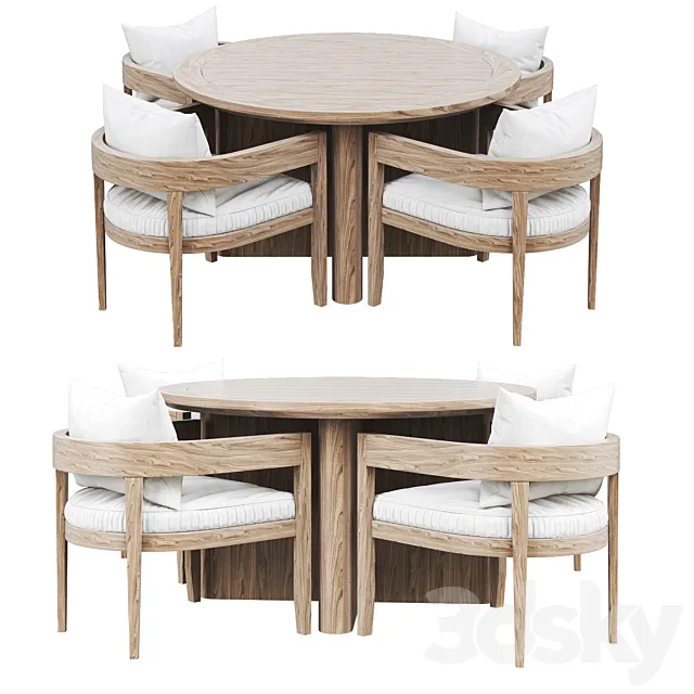 RH Outdoor Baimain restangular table-chair 3D Model RH Outdoor Baimain restangular table-chair 3D Model
