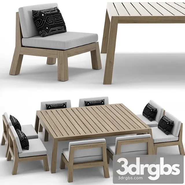 Rh outdoor bonaire table-chair 2 3D Model Download