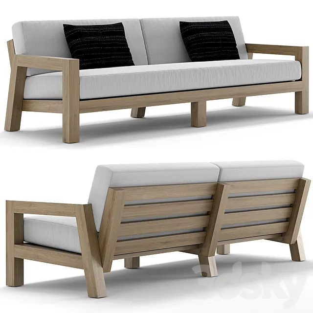 RH Outdoor Bonaire teak sofa 3D Model
