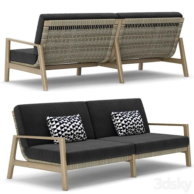 RH Outdoor Mesa teak sofa 3D Model RH Outdoor Mesa teak sofa 3D Model