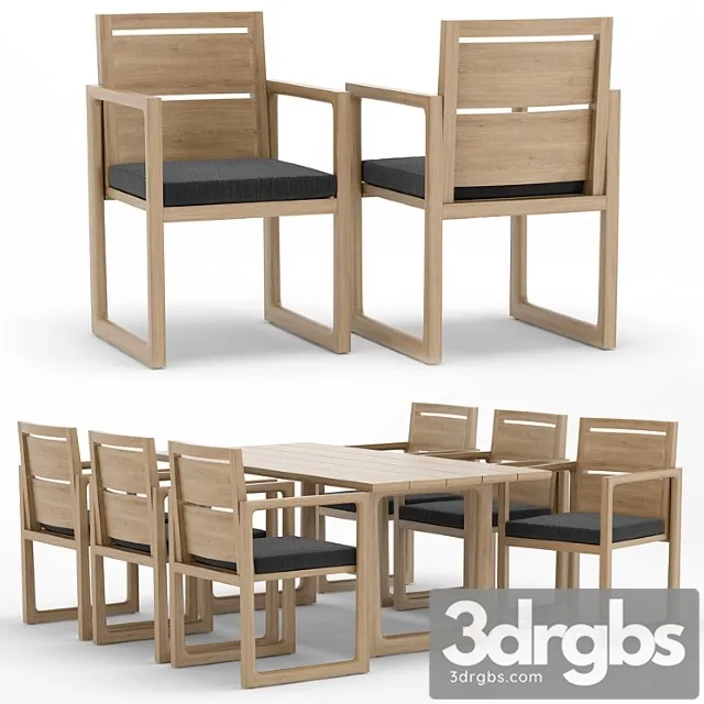 Rh outdoor navaro restangular table-chair 2 3D Model Download