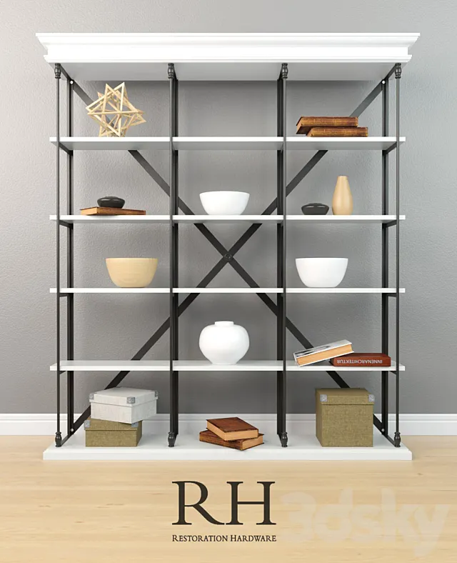 RH Parisian cornice wide bookcase 3DModel