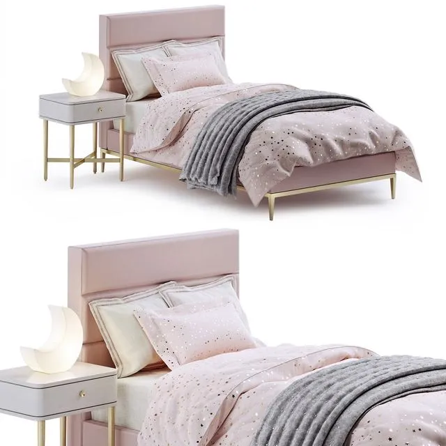 RH Pfeiffer velvet bed 3D Model RH Pfeiffer velvet bed 3D Model
