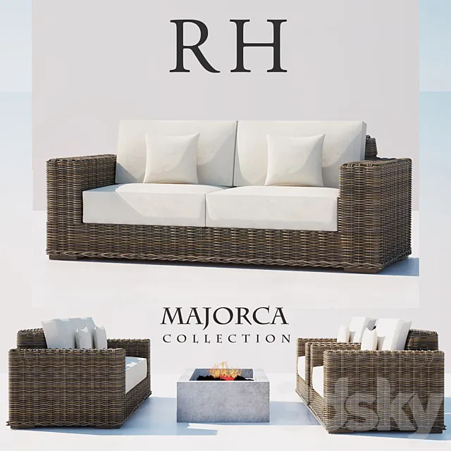 RH RATTAN SOFA SET 3DModel RH RATTAN SOFA SET 3DModel