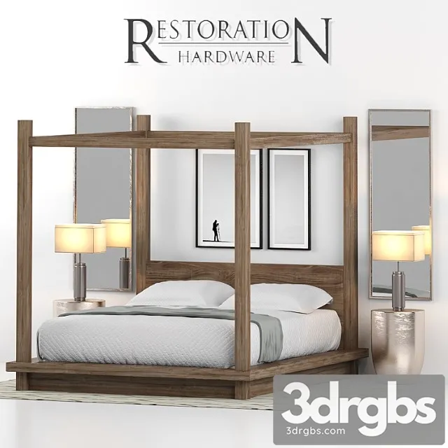 Rh reclaimed russian oak canopy bed 2 3D Model Download Rh reclaimed russian oak canopy bed 2 3D Model Download