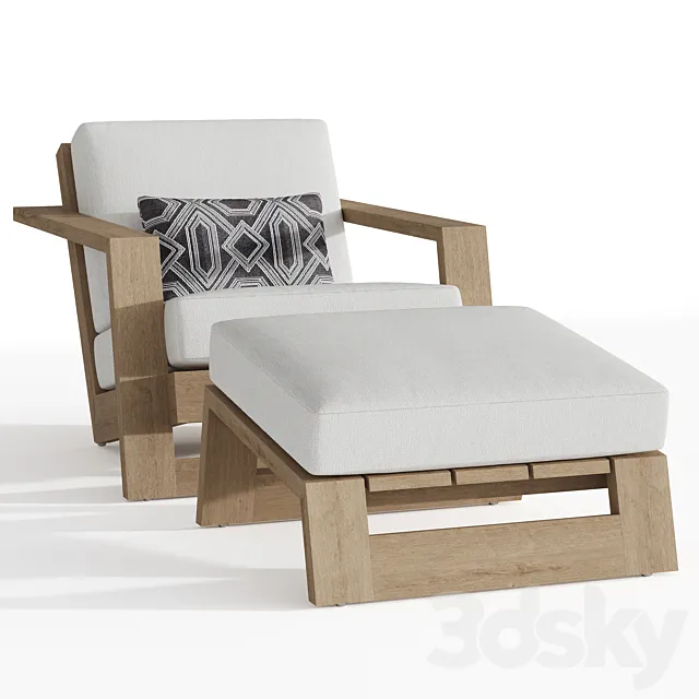 Rh Reyes Teak Lounge Chair 3D Model