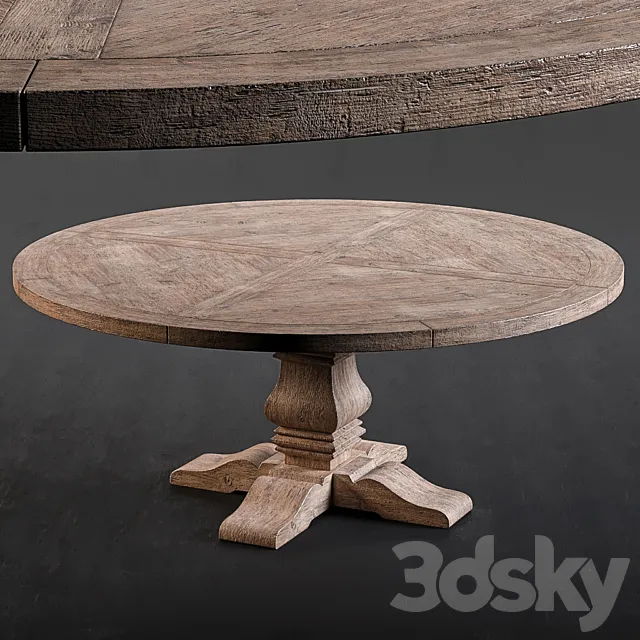 RH Salvaged Wood Round Dining Table 3D Model